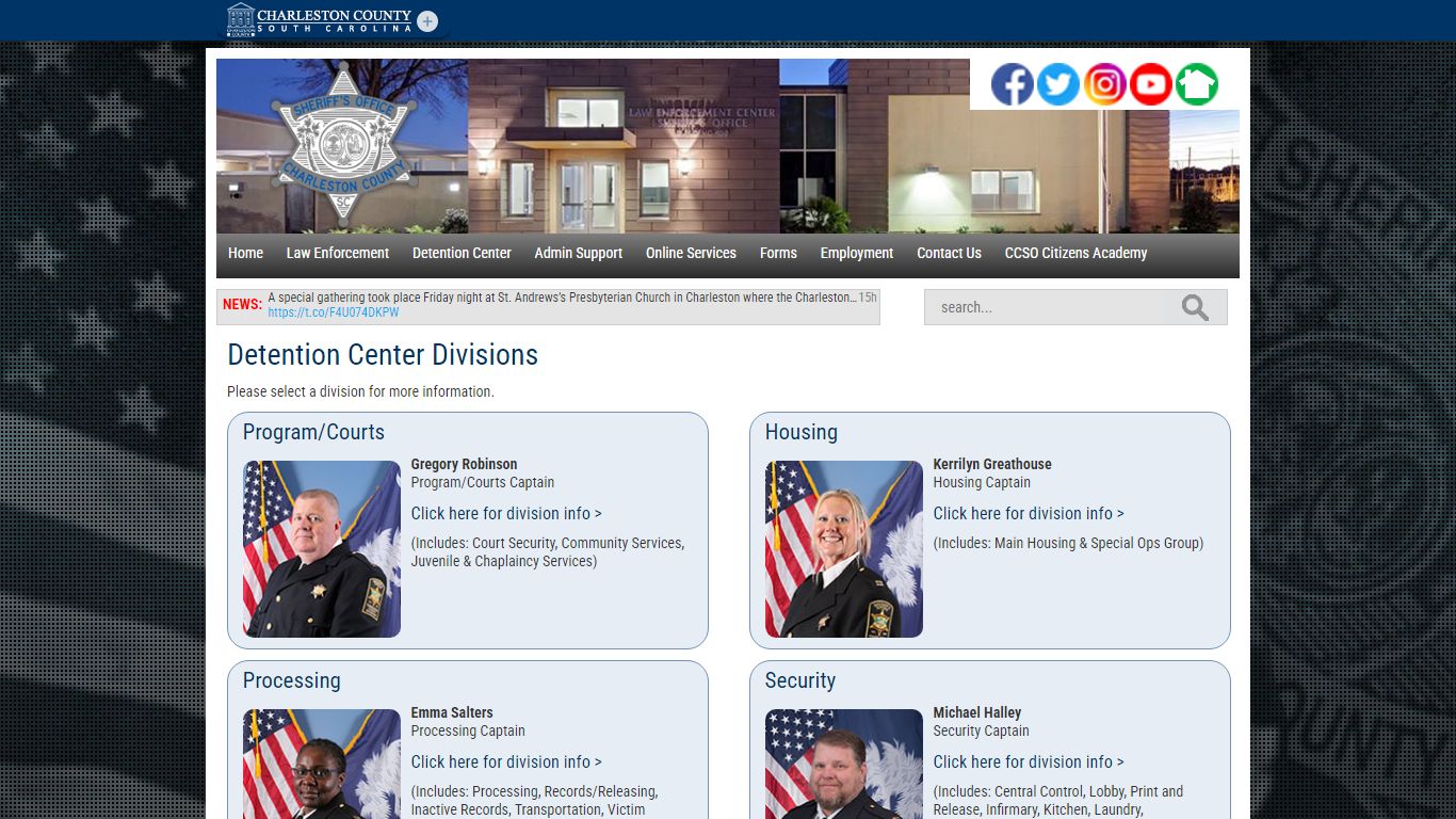 Sheriff Al Cannon Detention Center Divisions | Charleston County, SC